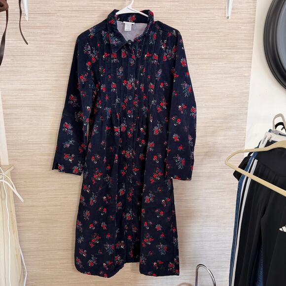 The Vermont Country Store Dresses & Skirts - The Vermont Country Store Pintuck Cotton Corduroy dress Navy Floral MP NWT